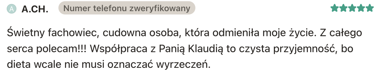 Opinia klientki po konsultacji dietetycznej